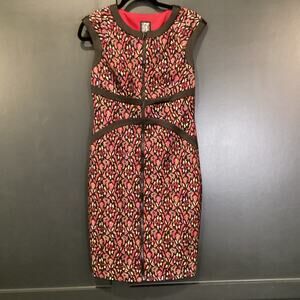 Jax Jaquard cap sleeve full zip artsy floral Cocktail Party bodycon dress red 6